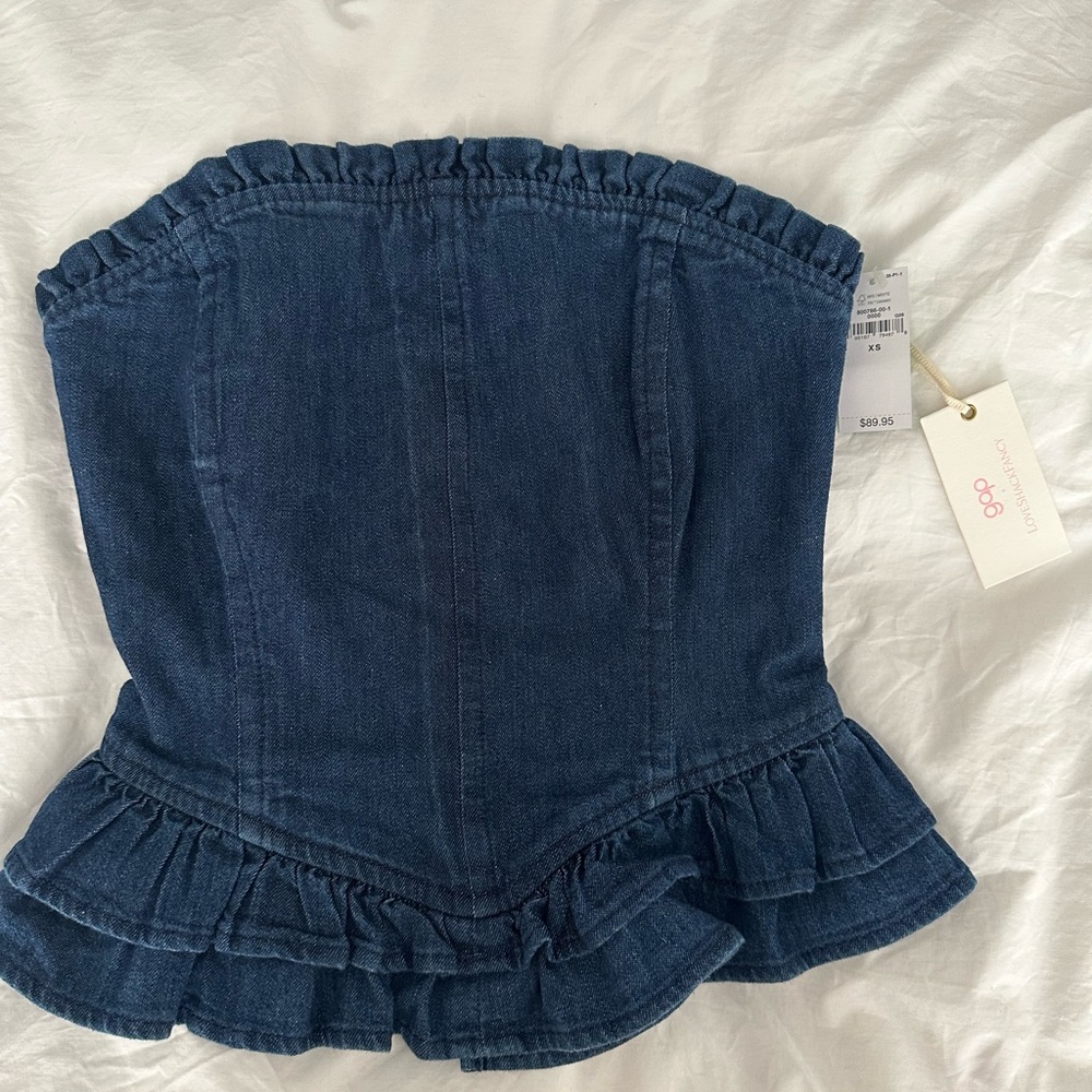 LoveshackFancy x Gap Denim corset top